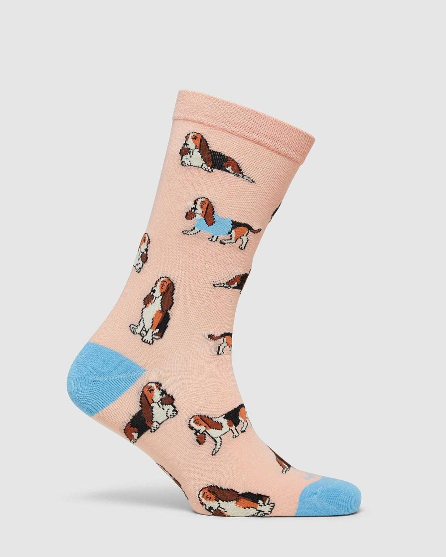 Mujer Hush Puppies | Calcetines Hp Crew Basset Hound Rosa