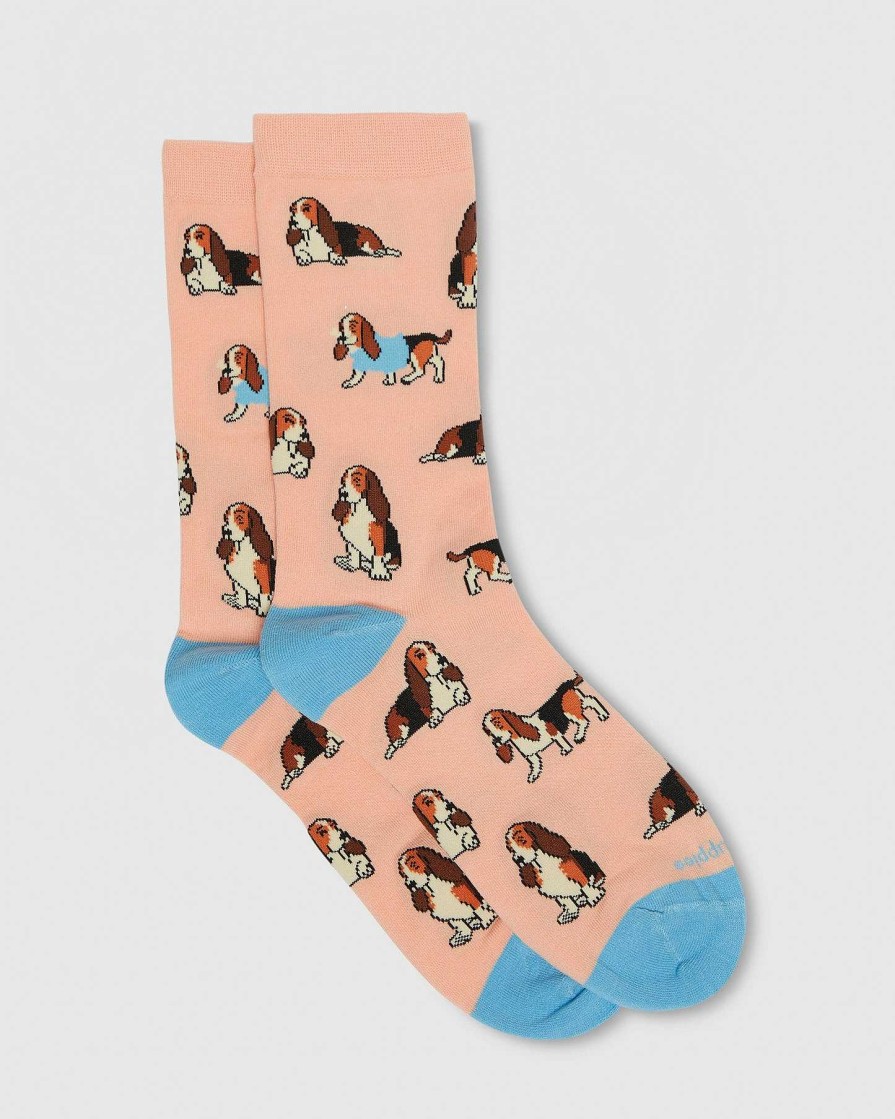 Mujer Hush Puppies | Calcetines Hp Crew Basset Hound Rosa